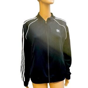 Adidas Track Jacket Women M Training Sports Athleisure Classic Full Zip Black